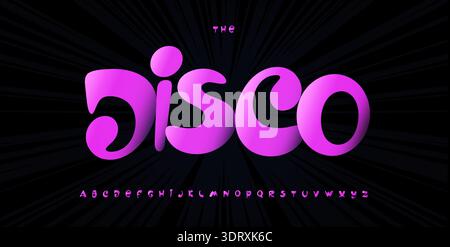 Bouncy Pink Font Logo Alphabet Magenta 3D Lowercase Playful Typography, Bold Soft Rounded Funny Lettering for Retro Groovy Disco Title Text, Girls Stock Vector