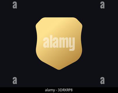 Golden blank shield badge, premium trust protection feeling. Luxury quality guarantee emblem template, branding logo icon, app UI, certification label Stock Vector