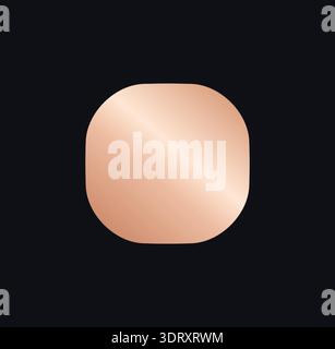 Rose gold square label tag sticker emblem. Shiny metallic UI button template, logo mockup for mobile app interface, social media avatar. App icons Stock Vector