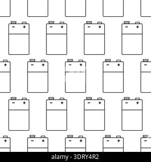 Seamless pattern of an electric 9 volt battery Stock Vector