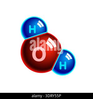 Water molecule abstract model illustration Stock Vector