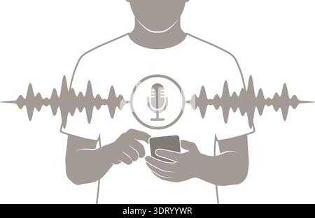 Voice Recording and Audio Waveform Concept Vector Illustration with Microphone Icon Stock Vector