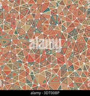 Vector science background with compact shapes. Multiple repeated inner triangles in a multicolored style. Stock Vector
