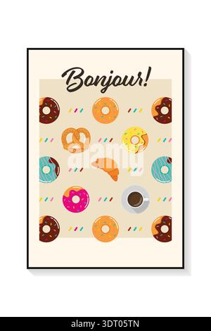 bakery vector illustration in a poster frame. Vintage style vector illustration Stock Vector
