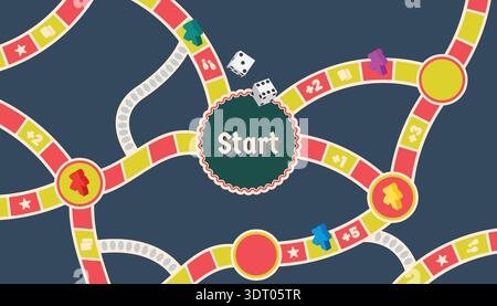 Board game pathway poster banner. Vintage style vector illustration Stock Vector