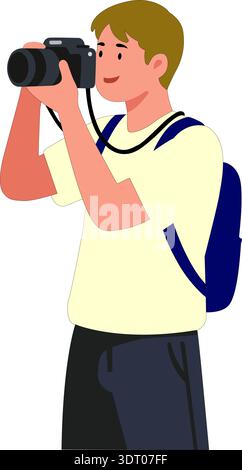 Photographer Character with DSLR Camera Stock Vector
