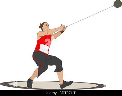 Hammer Throw Athlete Vector Illustration Stock Vector