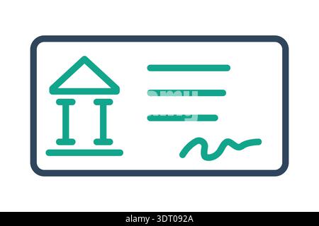 Bank check icon. Line icon style. Icon related to bank. Finance elements vector illustration Stock Vector