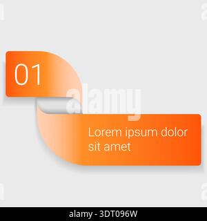 Creative modern infographic banner template featuring curved orange ribbon layout with step number indicator and text placeholder Stock Vector