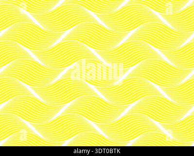 The geometric pattern with wavy lines. Seamless vector background. White and yellow texture. Simple lattice graphic design Stock Vector