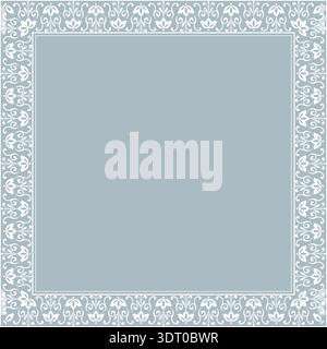Decorative frame Elegant vector element for design in Eastern style, place for text. Floral blue border. Lace illustration for invitations and greeting cards Stock Vector