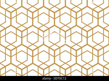 The geometric pattern with lines. Seamless vector background. White and gold texture. Graphic modern pattern. Simple lattice graphic design Stock Vector