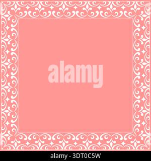 Decorative frame Elegant vector element for design in Eastern style, place for text. Floral pink border. Lace illustration for invitations and greeting cards Stock Vector