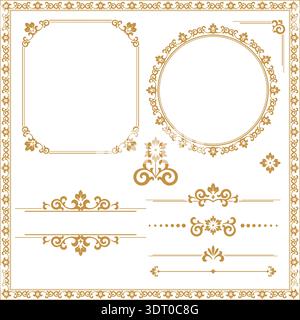 Vintage Set. Floral elements for design monograms, invitations, frames, menus and labels. Graphic design of the website, cafes, boutiques, hotels, wedding invitations. Stock Vector