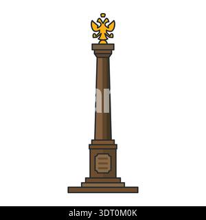 Historic victory column with double-headed eagle sculpture. Vector illustration. Object isolated on white background. Stock Vector