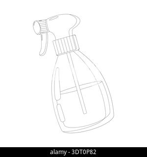 Spray Bottle Line Drawing Minimalist Stock Vector