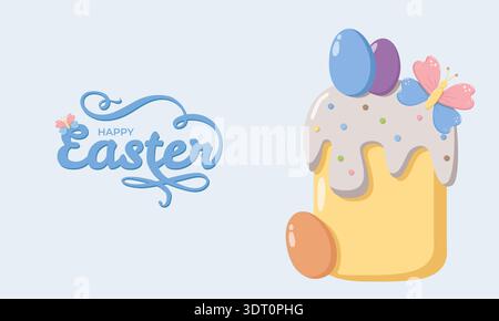 Easter Cake Greeting Illustration Stock Vector