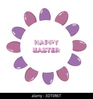 Purple Pink Easter Egg Wreath Stock Vector
