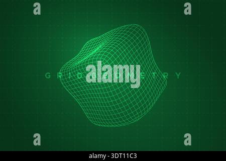 Abstract 3D wireframe mesh of geometric cube Stock Vector