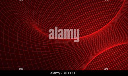Red wireframe mesh tunnel. Stock Vector