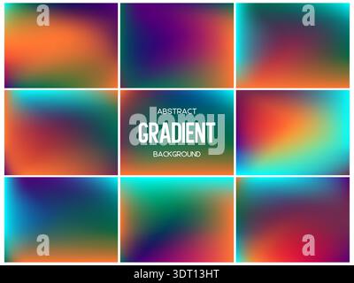Collection of vibrant tropical mesh gradients. Stock Vector