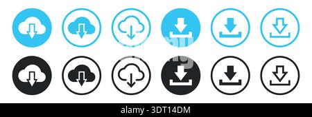 Minimalist Download and upload cloud icon button set Vector stock illustration Stock Vector