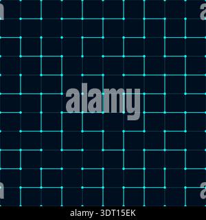digital technology background seamless cyan grid with glowing nodes a global network system for software developers and tech Stock Vector