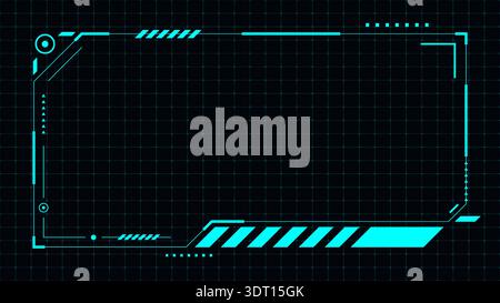 professional technology futuristic cyan hud frame with sci fi ui elements and digital grid background tech display Stock Vector