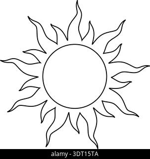 Tribal sun symbol. Tattoo design. Star graphic geometric shape. Mystic line sun icon. Traditional ethnic art design element. Vector illustration Stock Vector
