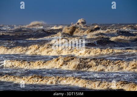 Churning waves of the Irish Sea during stormy weather conditions Stock Photo