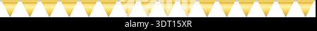 Golden triangle party bunting border. Gold festive flag garland seamless line. Birthday party bunting. Yellow flag ribbon chain. Design element Stock Vector