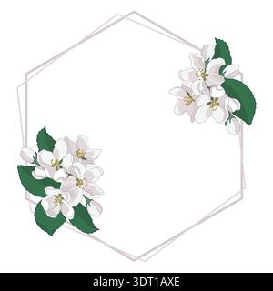 Spring Apple Tree Blossom Flowers Frame Border Stock Vector