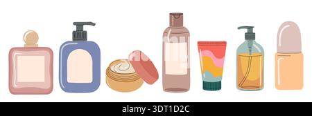 Set of different cosmetic and skincare products Stock Vector