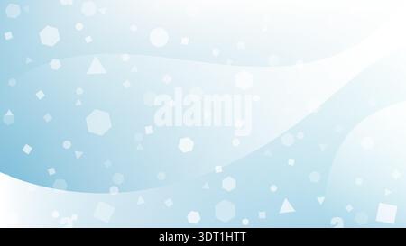 Abstract light blue geometric background with soft gradient waves and scattered hexagons circles and triangles, modern corporate presentation and prof Stock Vector