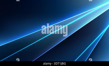 abstract blue neon light beams dark gradient background futuristic high technology and digital innovation for corporate web headers Stock Vector