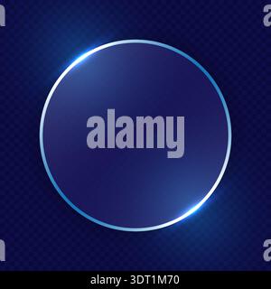 Transparent frosted glass circle. Glassmorphism element in dark blue colors for modern UI design elements and minimalist layouts. Glass texture icon. Vector Stock Vector