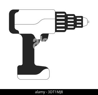 Cordless power drill 2D line object Stock Vector
