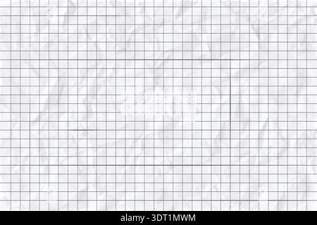 Abstract horizontal grid lines in graph style graphic design, Crumpled white paper texture with a subtle hand-drawn grid pattern Stock Vector