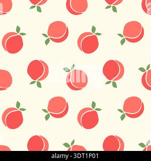 Orchard. A boho style fruit pattern featuring Peaches on soft beige background. Vector illustration Stock Vector