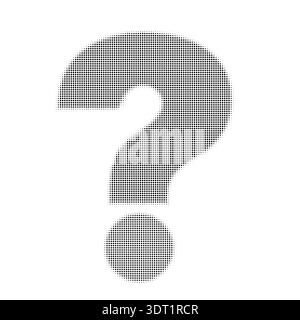 Halftone question mark icon in dotted retro style, abstract vector symbol for FAQ, uncertainty, inquiry, problem solving, education concepts, posters Stock Vector