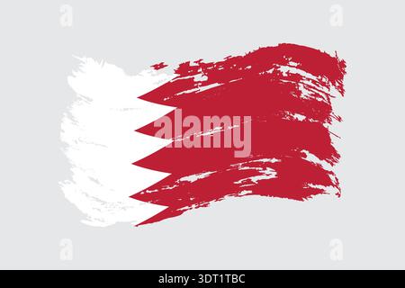 Modern style brush painted splash flag of Bahrain with solid background Stock Vector