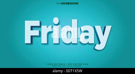 Friday cartoon text effect vector editable Stock Vector