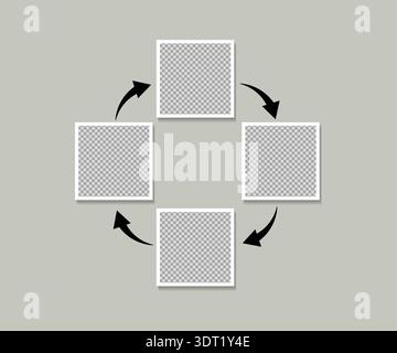 Photo frame collage with workflow cycle workflow cycle, showing a process or workflow concept Stock Vector