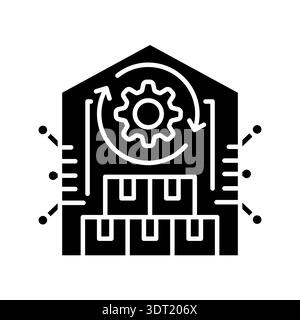 Inventory management black flat icon for digital and print projects.  Minimal clean icons for apps and websites. Modern simple icons for UI UX and bra Stock Vector