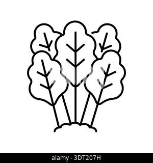 growing spinach black line icon for digital and print projects. Vegetable cultivation. Minimal clean icons for apps and websites. Modern simple icons Stock Vector