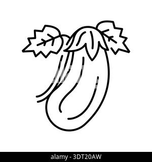 eggplant growing black line icon for digital and print projects. Vegetable cultivation. Minimal clean icons for apps and websites. Modern simple icons Stock Vector
