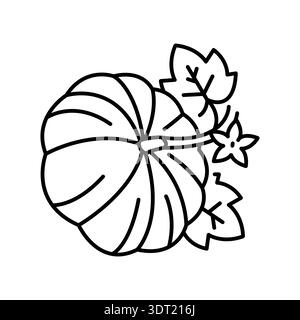 pumpkin growing black line icon for digital and print projects. Vegetable cultivation. Minimal clean icons for apps and websites. Modern simple icons Stock Vector