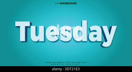 Tuesday cartoon text effect vector editable Stock Vector