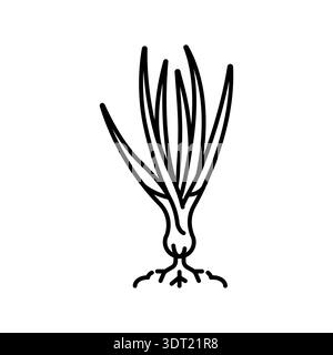 onion growing black line icon for digital and print projects. Vegetable cultivation. Minimal clean icons for apps and websites. Modern simple icons fo Stock Vector