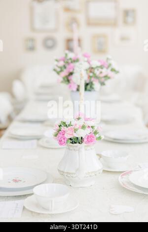 Elegant table setting for a girl baby shower tea party Stock Photo